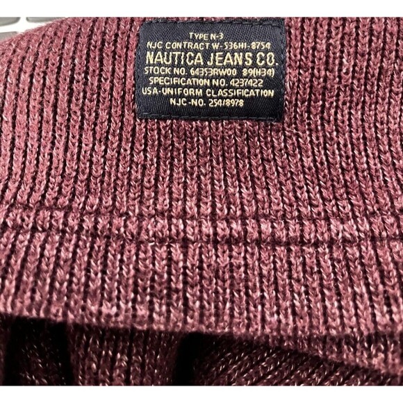 Nautica Men Sz Large, Mock Neck 3/4 Zip Knit Sweater, Heavy, Oversized, Baggy - Picture 7 of 7